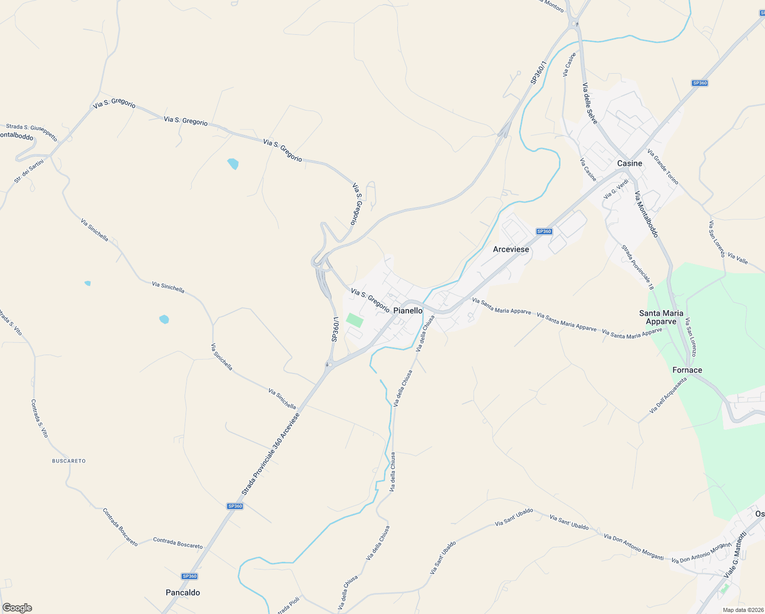 map of restaurants, bars, coffee shops, grocery stores, and more near 25 Via San Gregorio in Pianello di Ostra