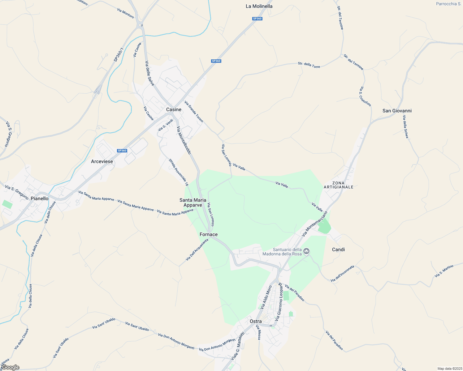 map of restaurants, bars, coffee shops, grocery stores, and more near Via Sant'Ippolito in Provincia di Ancona