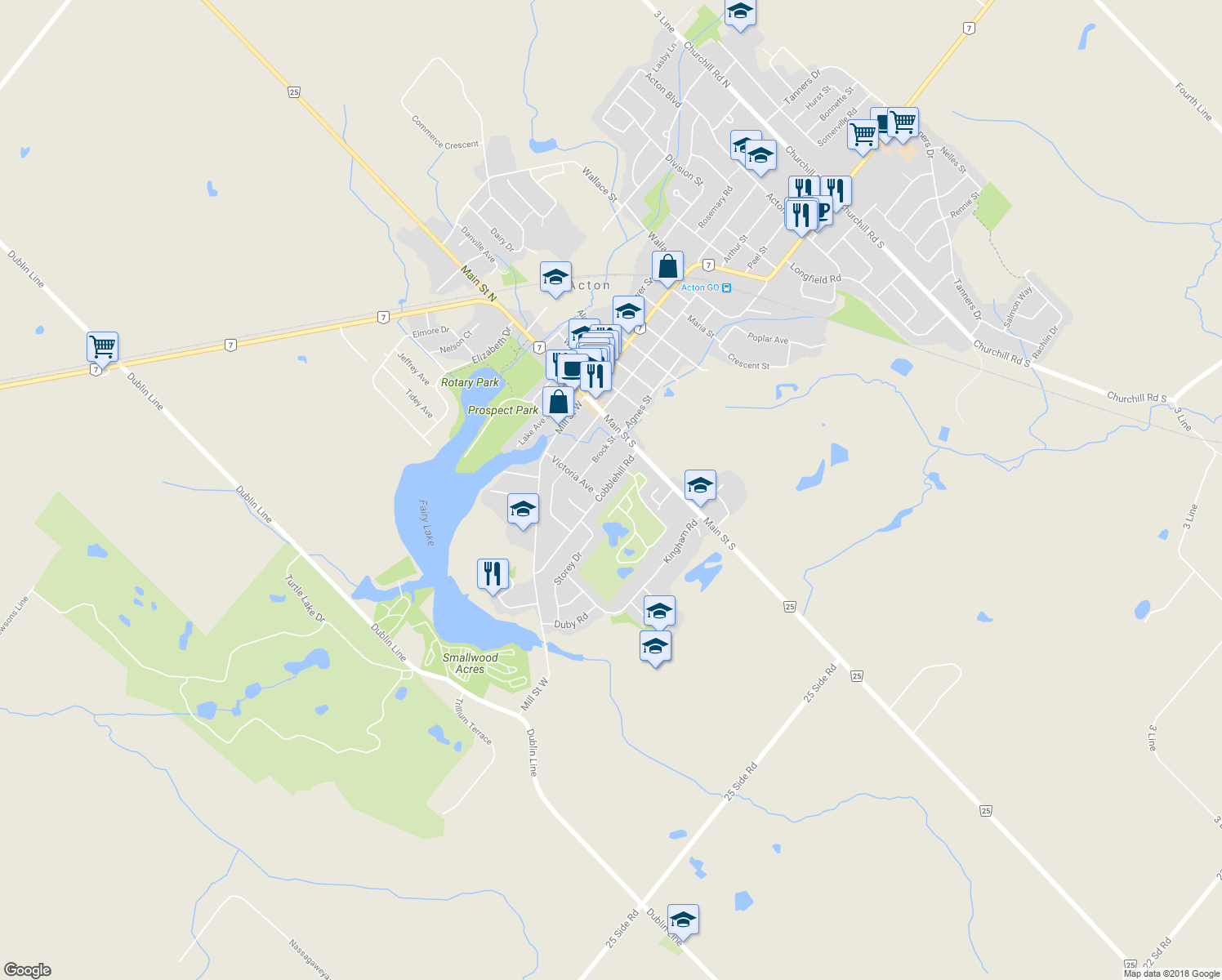 map of restaurants, bars, coffee shops, grocery stores, and more near 46 Cobblehill Road in Acton