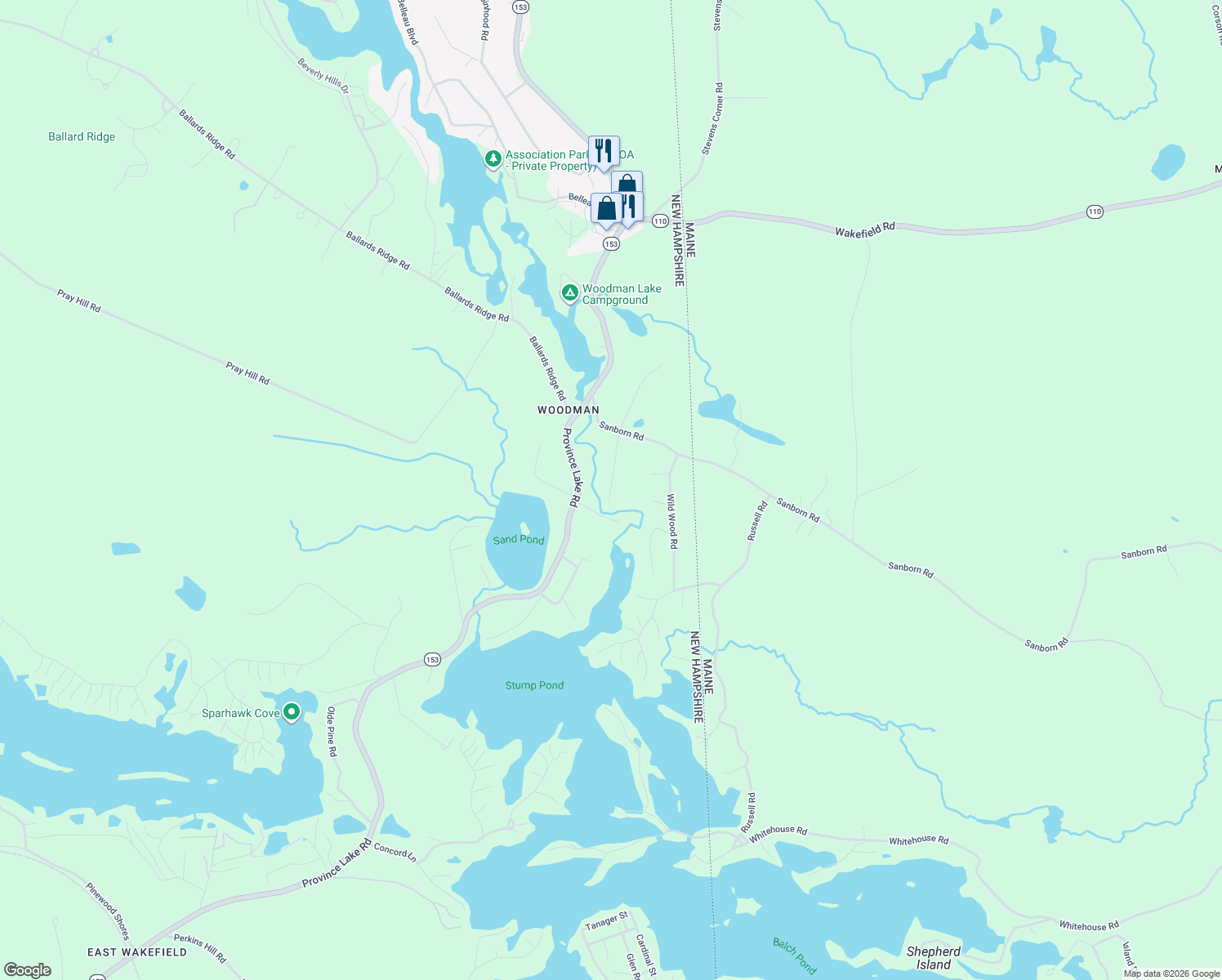 map of restaurants, bars, coffee shops, grocery stores, and more near 84 Mill Pond Road in Wakefield