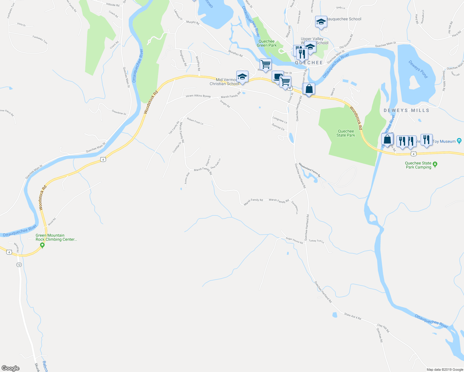 map of restaurants, bars, coffee shops, grocery stores, and more near 1224 Marsh Family Road in Hartford