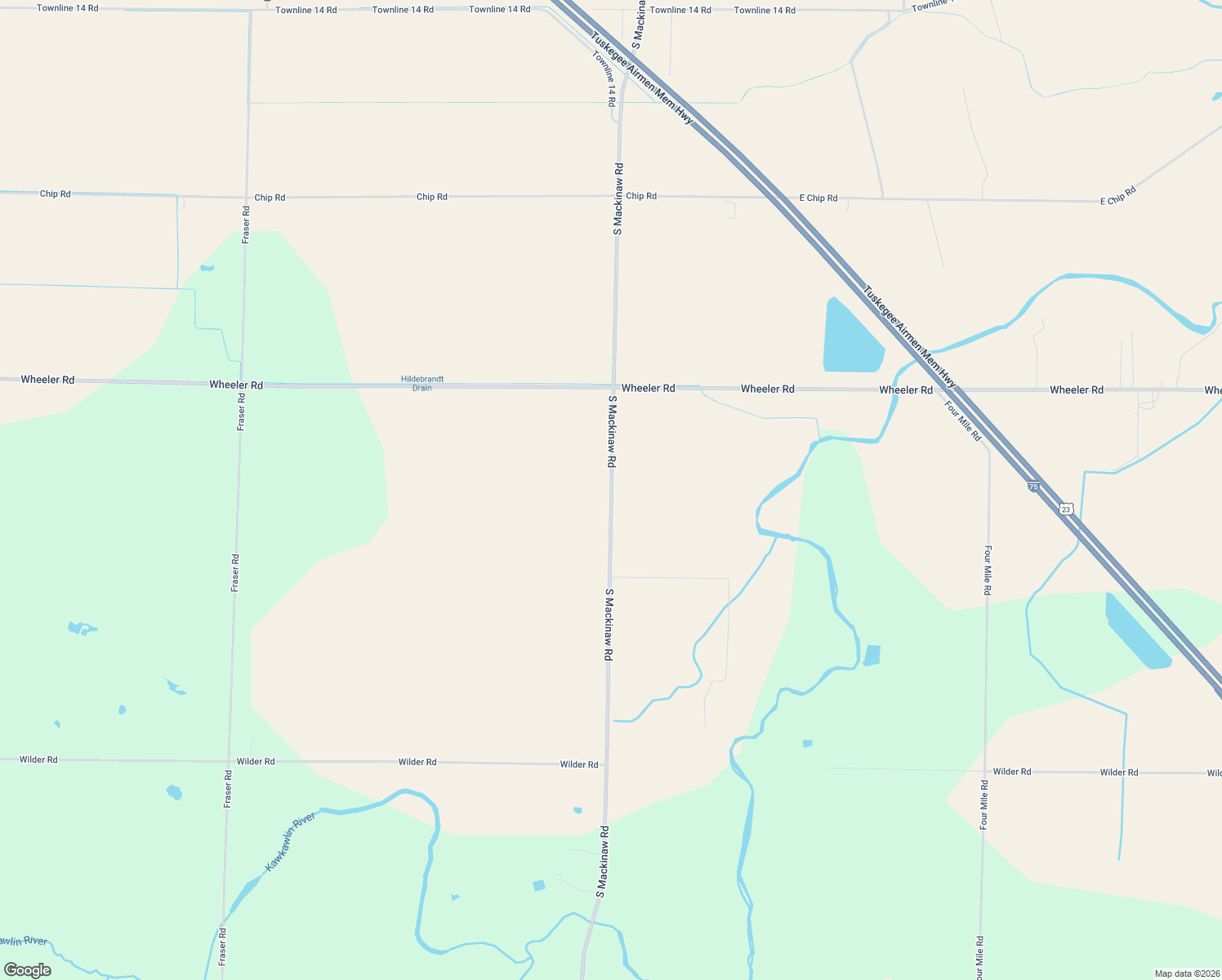 map of restaurants, bars, coffee shops, grocery stores, and more near 3630 South Mackinaw Road in Bay City