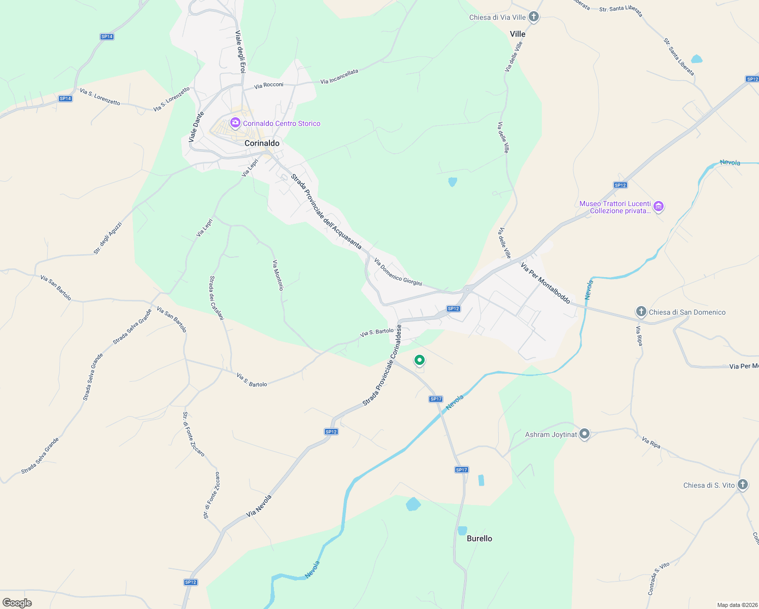 map of restaurants, bars, coffee shops, grocery stores, and more near 80 Viale della Murata in Corinaldo