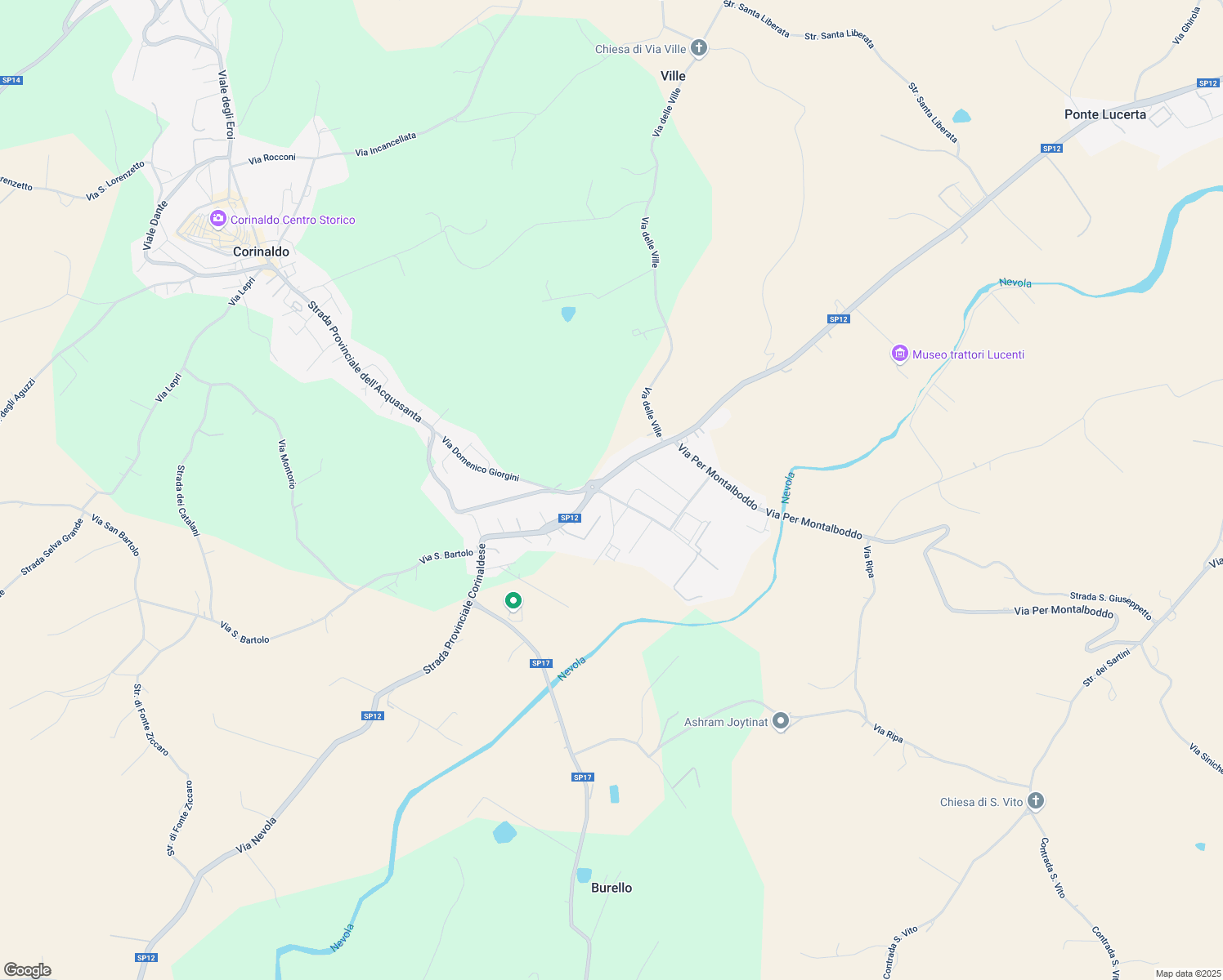 map of restaurants, bars, coffee shops, grocery stores, and more near 1 Via Passo del Turco in Corinaldo