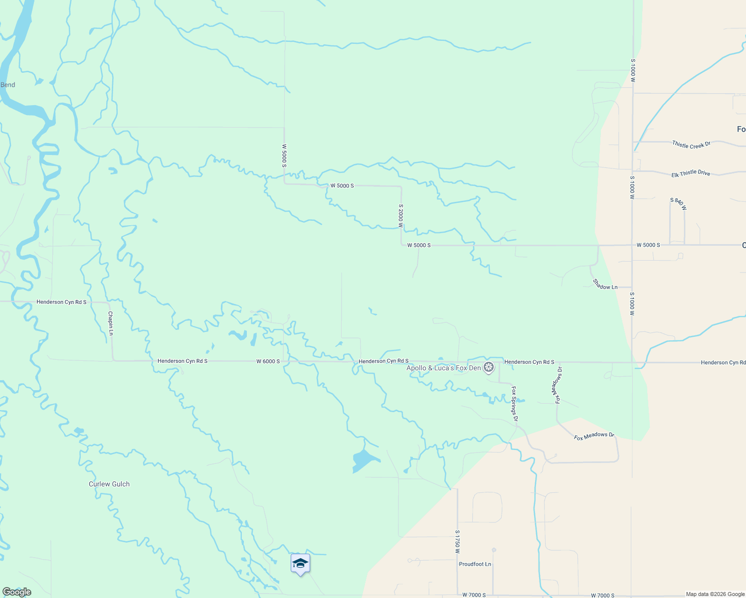 map of restaurants, bars, coffee shops, grocery stores, and more near West 6000 South in Victor