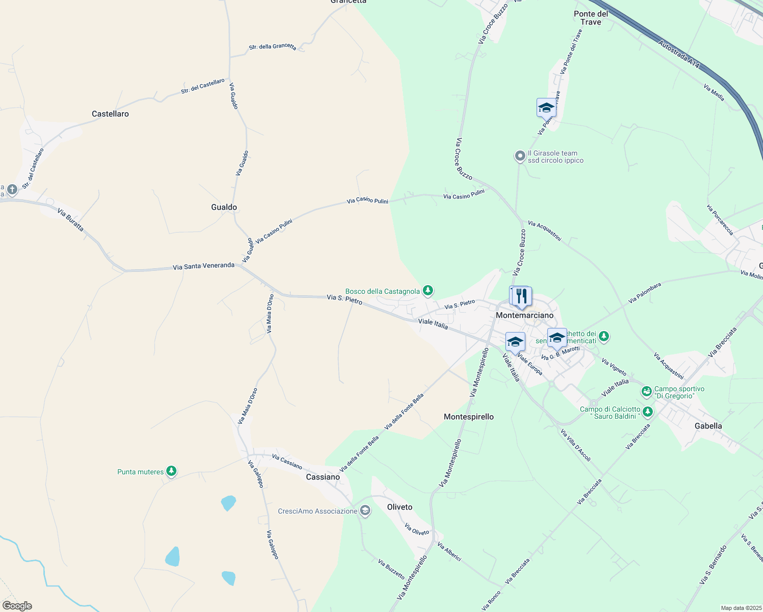 map of restaurants, bars, coffee shops, grocery stores, and more near in Provincia di Ancona