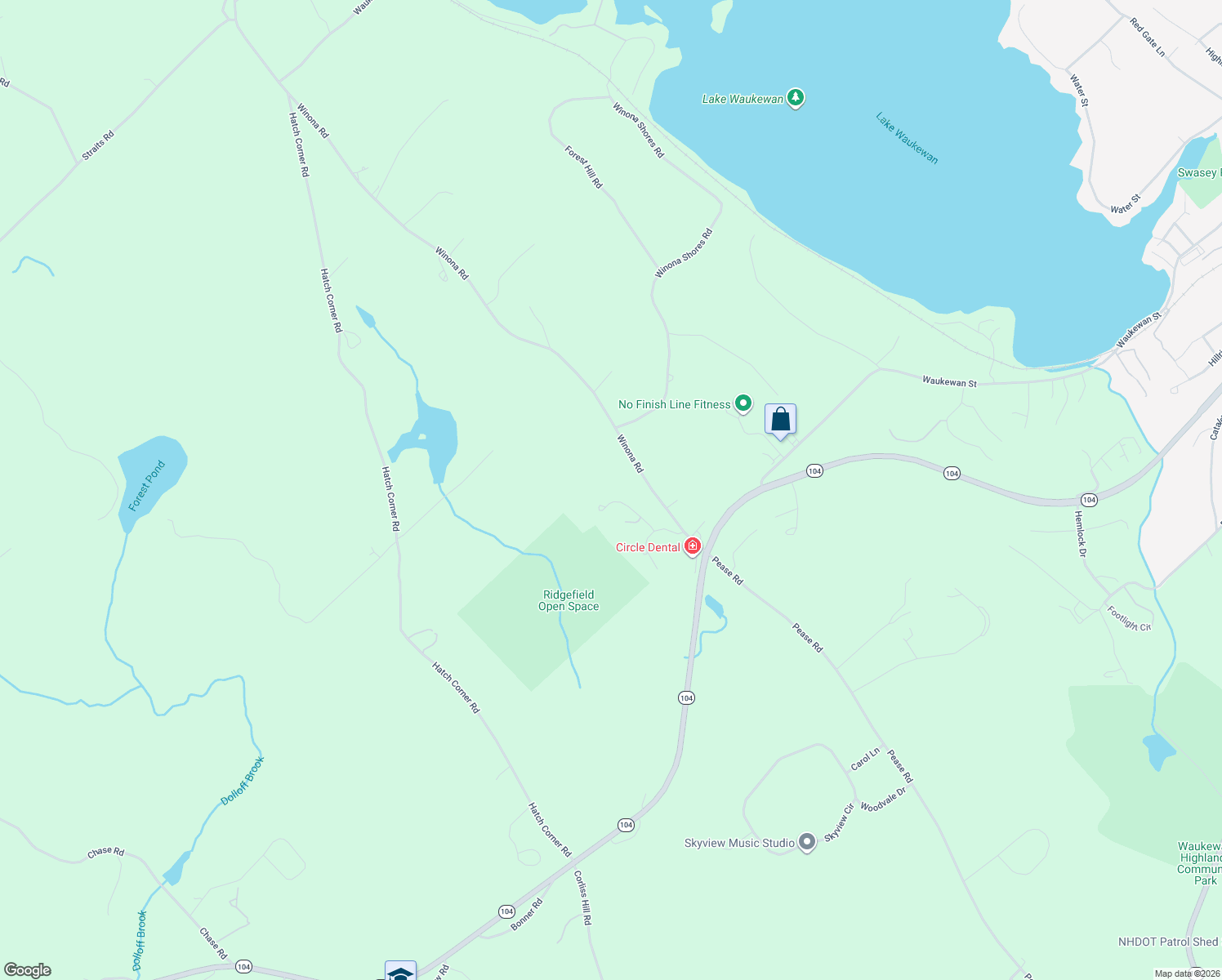 map of restaurants, bars, coffee shops, grocery stores, and more near 15 Casey Way in Meredith