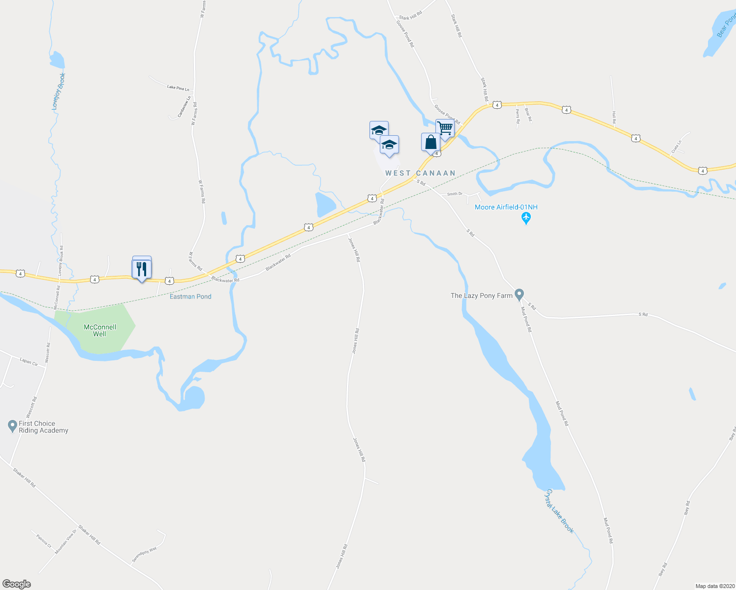 map of restaurants, bars, coffee shops, grocery stores, and more near 404 Jones Hill Road in Enfield