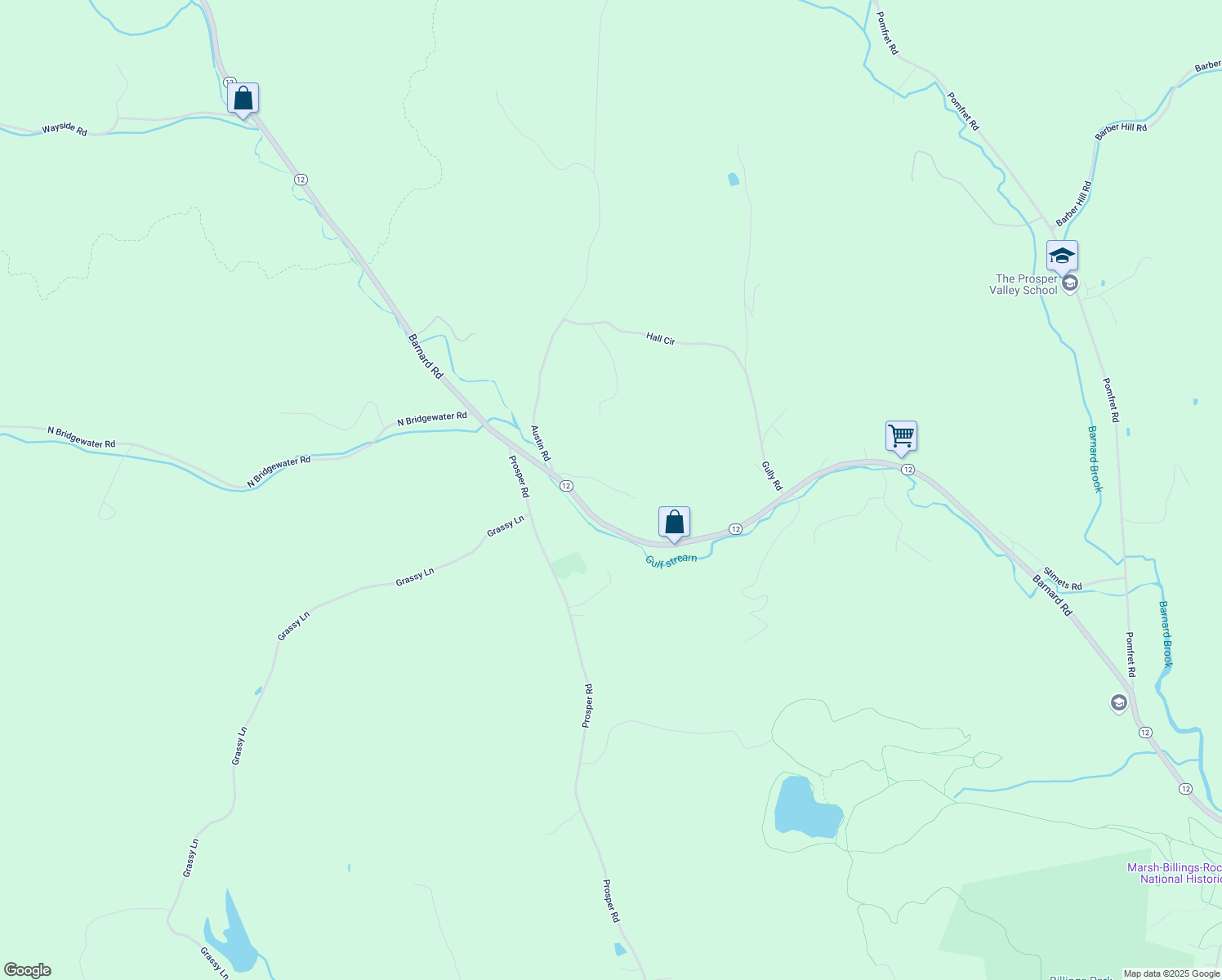 map of restaurants, bars, coffee shops, grocery stores, and more near 1233 Vermont 12 in Woodstock