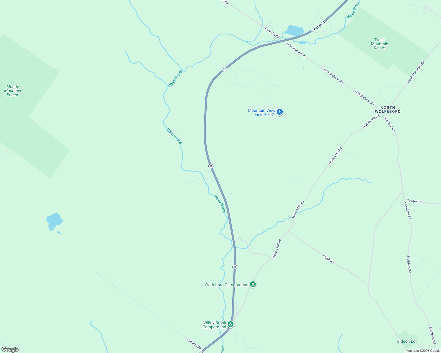 map of restaurants, bars, coffee shops, grocery stores, and more near 1160 New Hampshire 28 in Wolfeboro