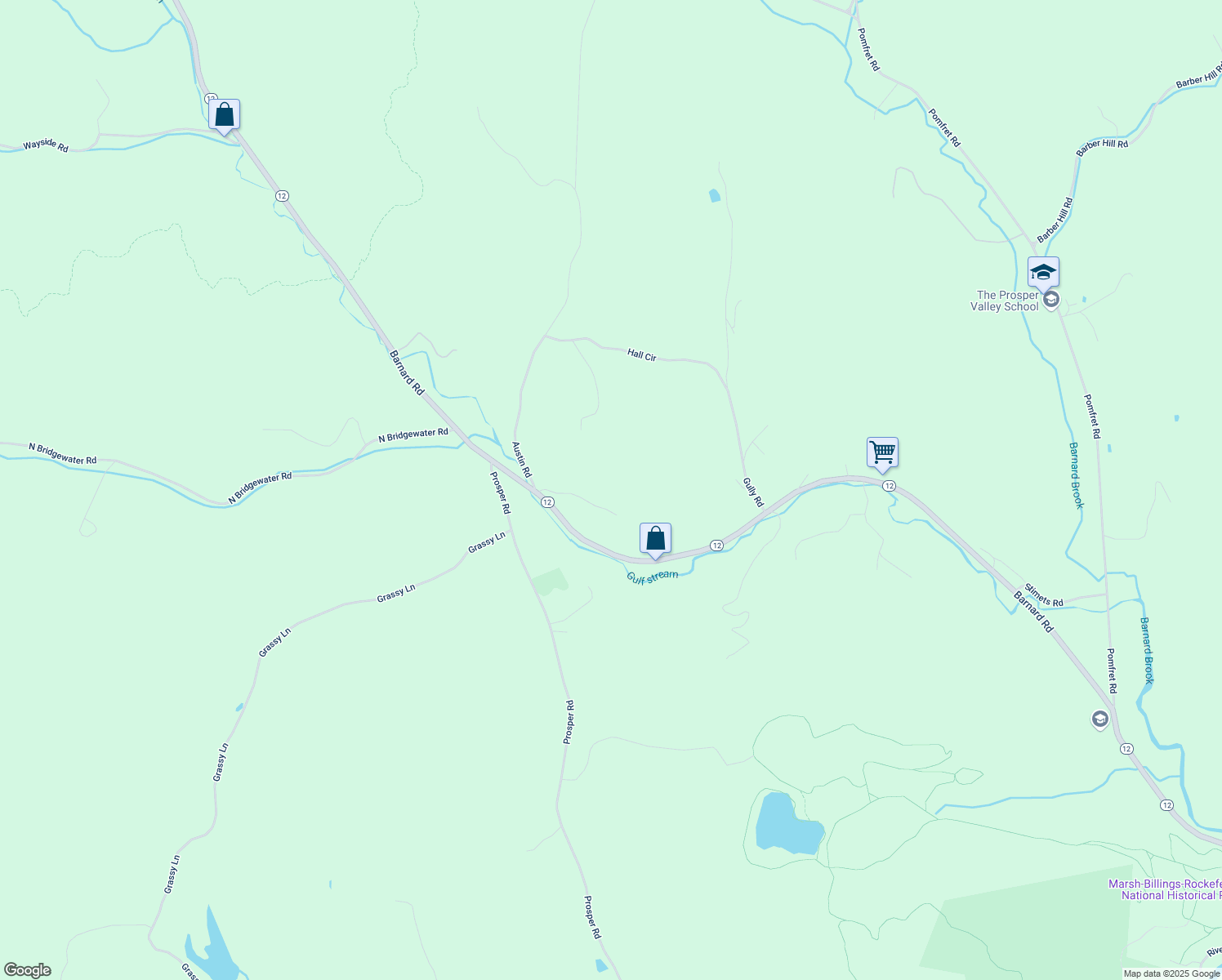 map of restaurants, bars, coffee shops, grocery stores, and more near 1233 Vermont 12 in Woodstock