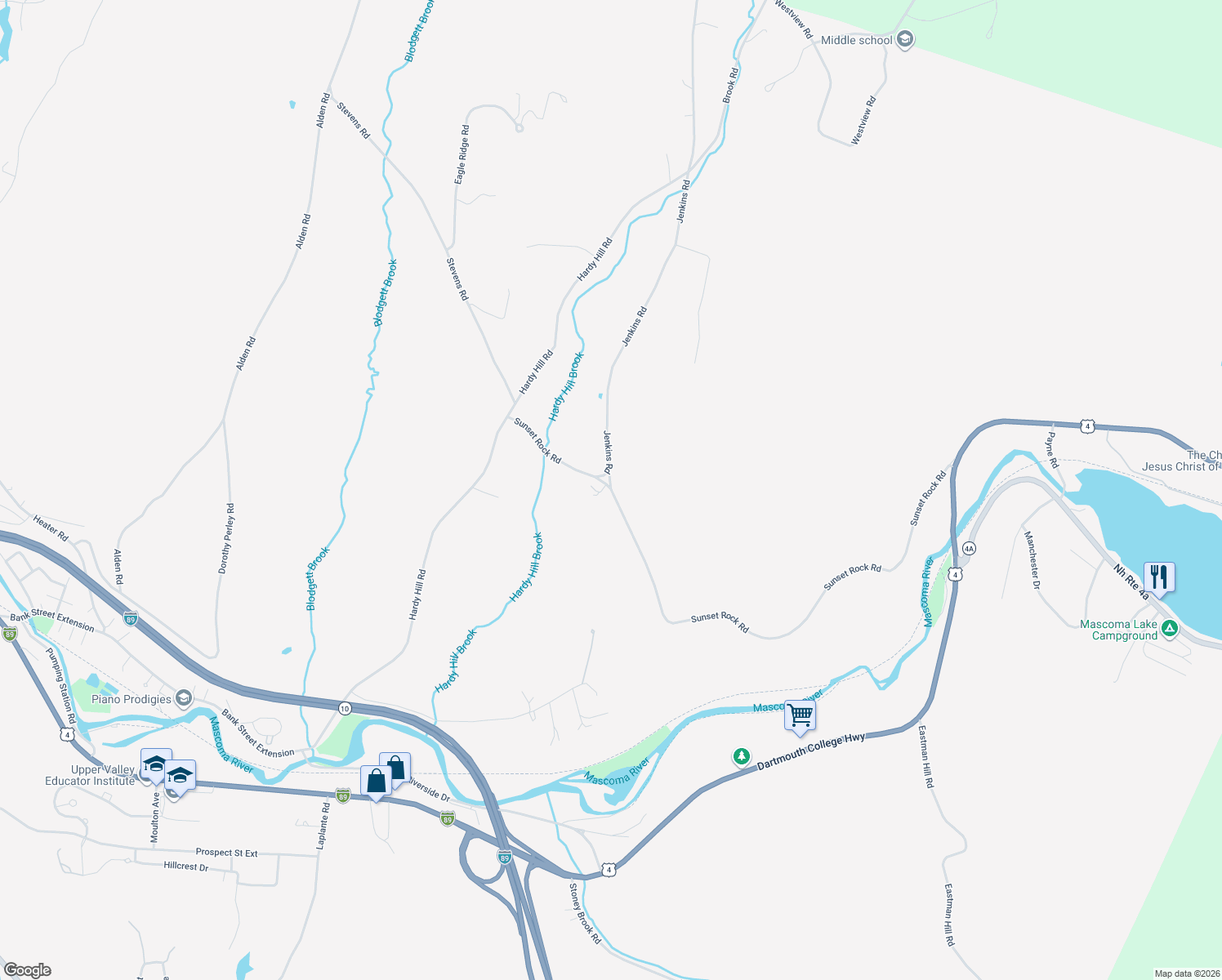 map of restaurants, bars, coffee shops, grocery stores, and more near 37 Sunset Rock Rd in Lebanon