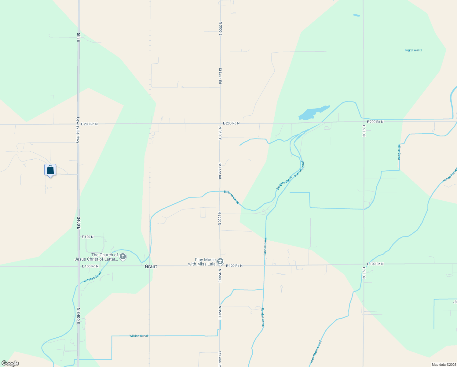 map of restaurants, bars, coffee shops, grocery stores, and more near 162 North 3500 East in Rigby