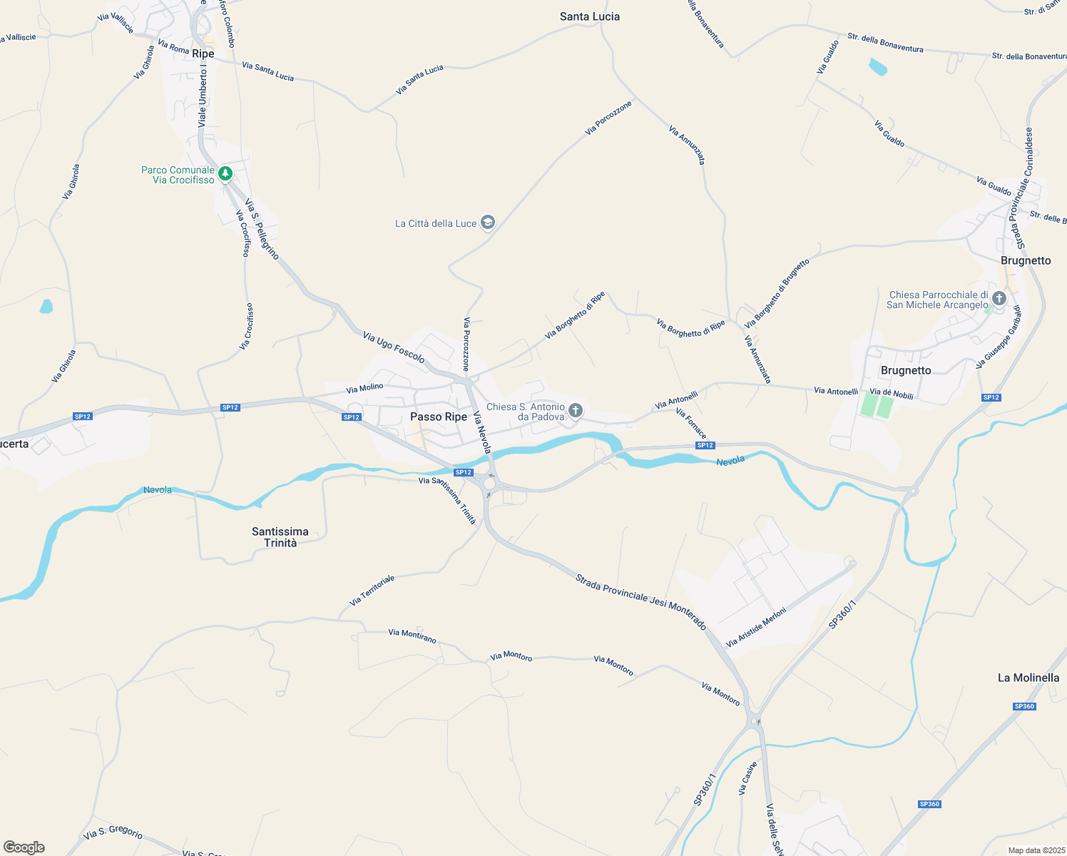 map of restaurants, bars, coffee shops, grocery stores, and more near 50 Via Aldo Moro in Passo Ripe