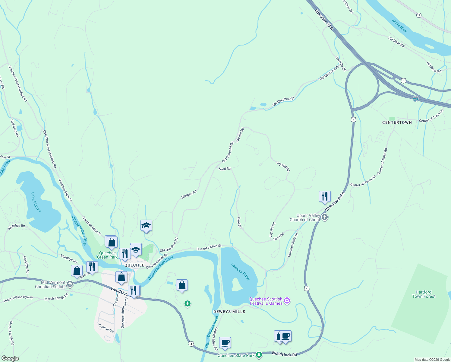 map of restaurants, bars, coffee shops, grocery stores, and more near 821 Hard Road in Hartford
