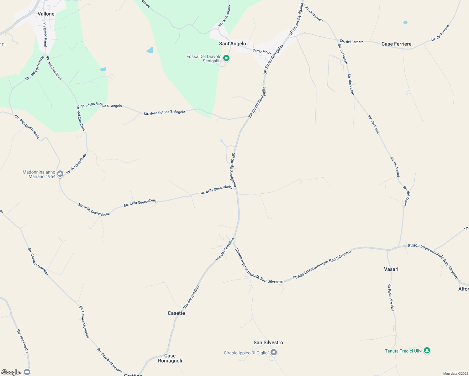 map of restaurants, bars, coffee shops, grocery stores, and more near 175 Strada della Querciabella in Provincia di Ancona