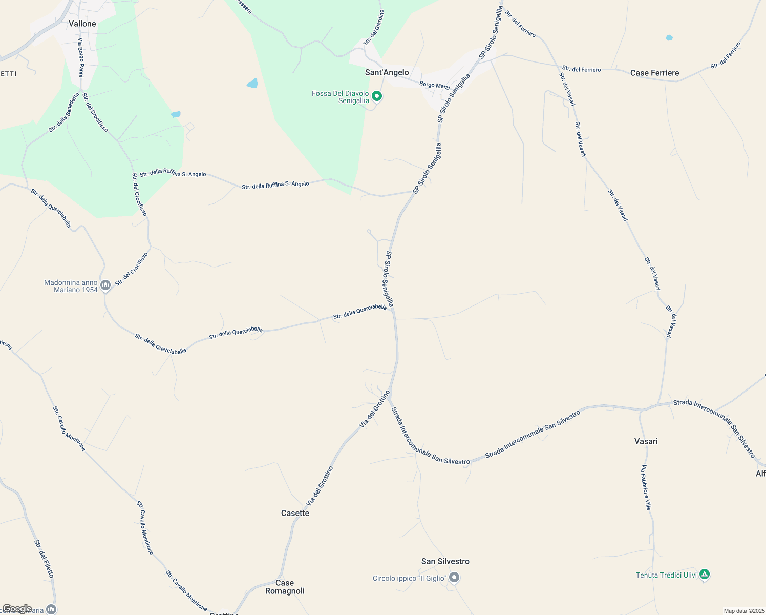 map of restaurants, bars, coffee shops, grocery stores, and more near 175 Strada della Querciabella in Provincia di Ancona