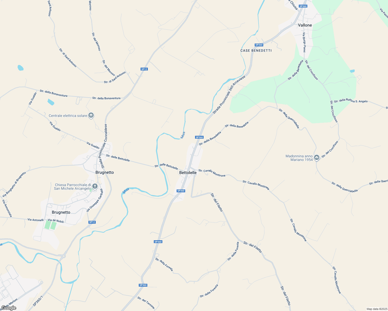 map of restaurants, bars, coffee shops, grocery stores, and more near 117 Via Provinciale Arceviese in Provincia di Ancona