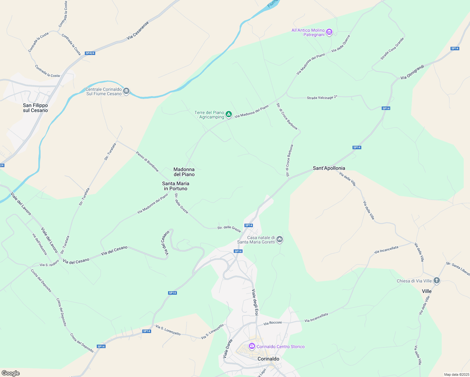 map of restaurants, bars, coffee shops, grocery stores, and more near 5 Via Berretto in Corinaldo