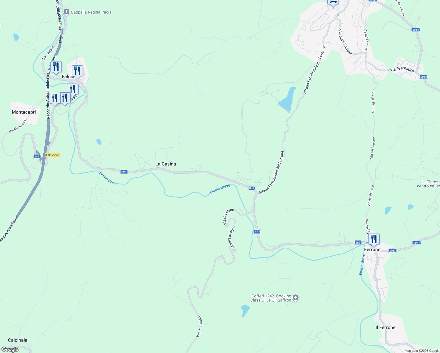 map of restaurants, bars, coffee shops, grocery stores, and more near 119 Via Chiantigiana per Ferrone in Città Metropolitana di Firenze