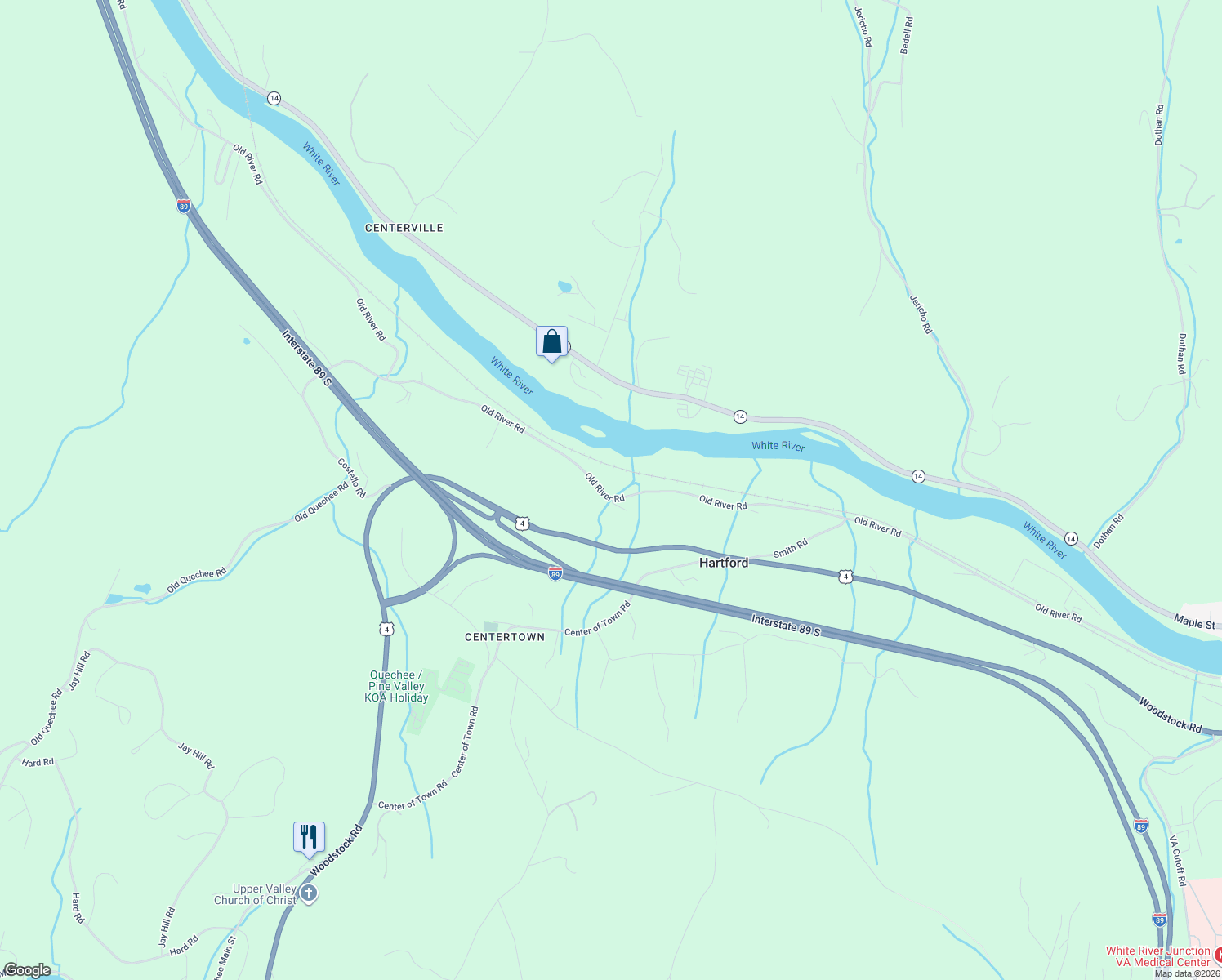map of restaurants, bars, coffee shops, grocery stores, and more near 1873 Old River Road in Hartford