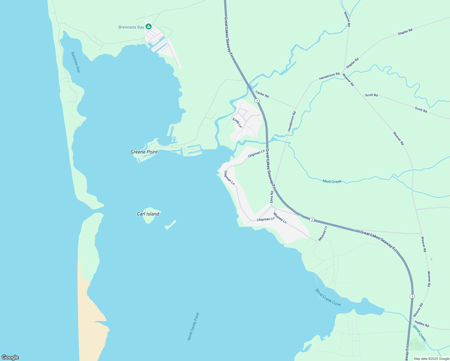 map of restaurants, bars, coffee shops, grocery stores, and more near 117 Chipman Ln in Sandy Creek