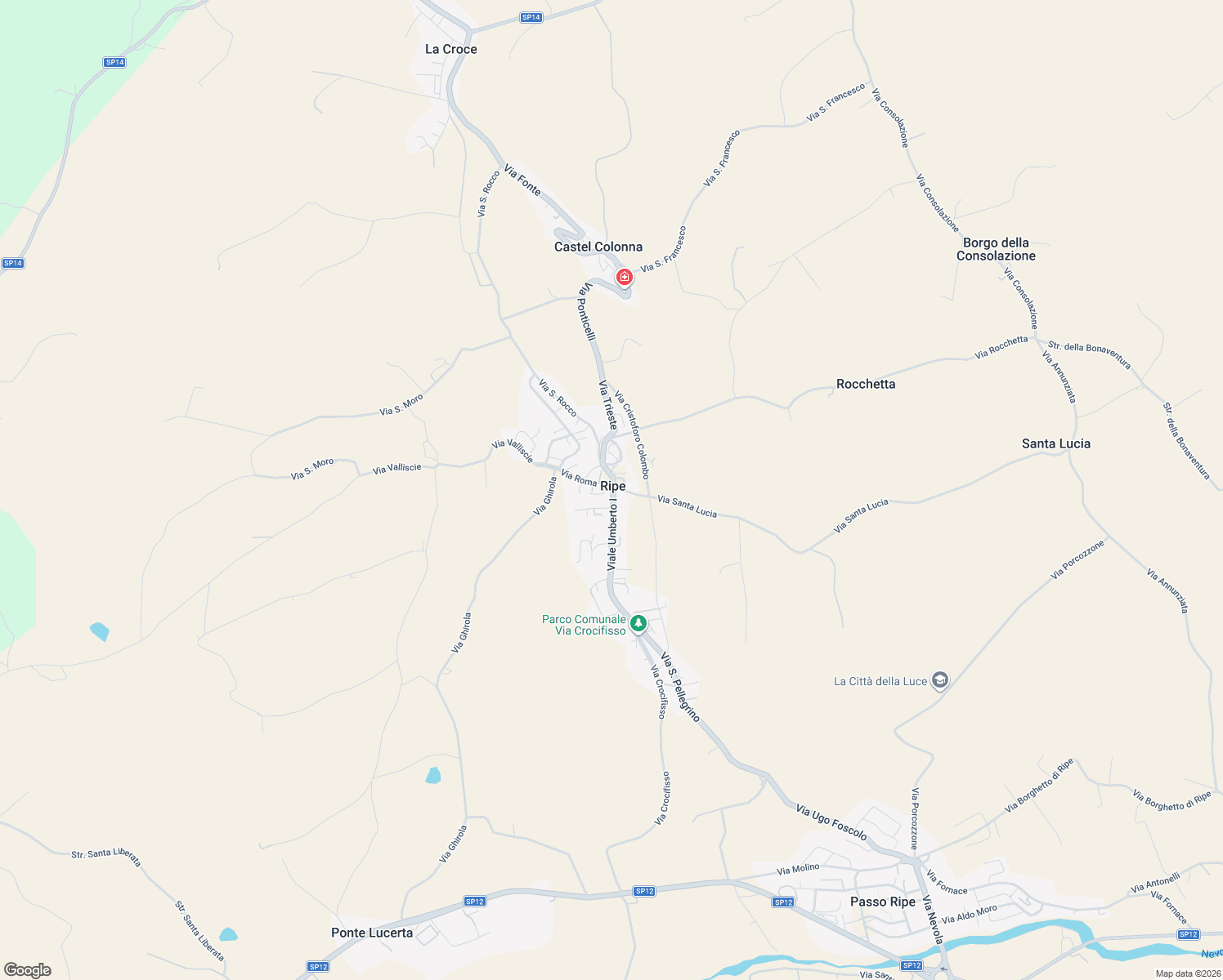 map of restaurants, bars, coffee shops, grocery stores, and more near in Trecastelli