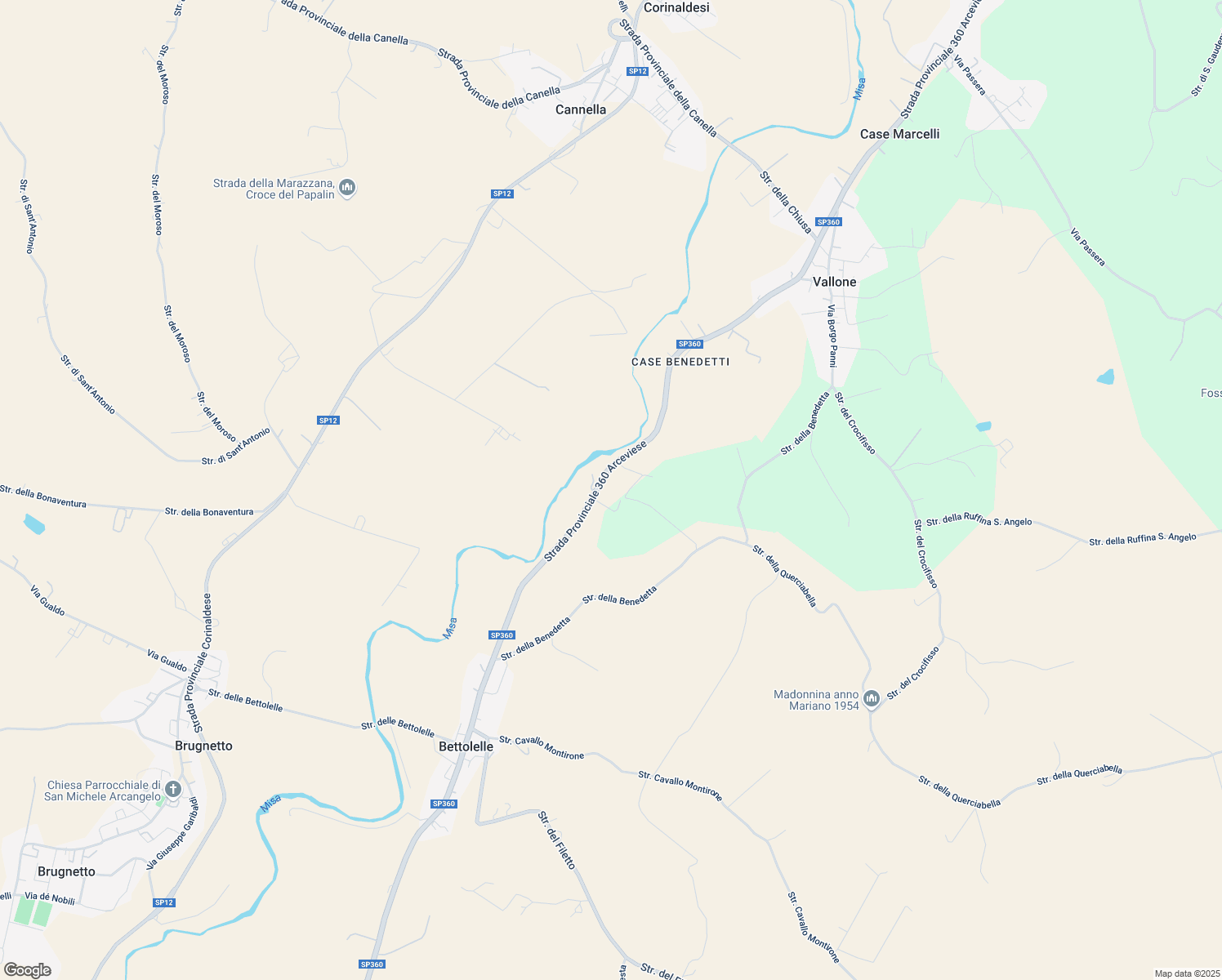 map of restaurants, bars, coffee shops, grocery stores, and more near 268 Via Provinciale Arceviese in Provincia di Ancona