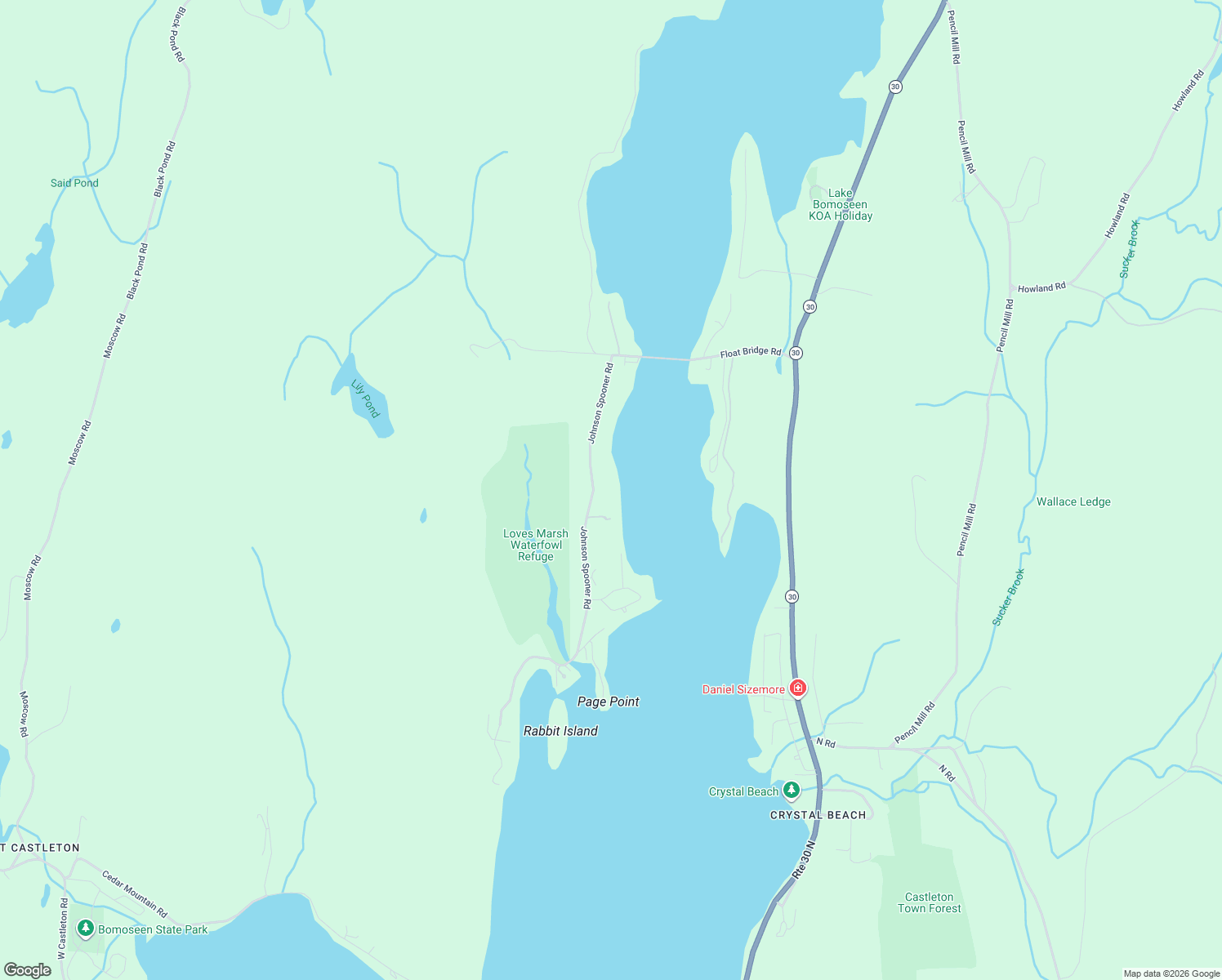 map of restaurants, bars, coffee shops, grocery stores, and more near 361 Johnson Spooner Road in Castleton