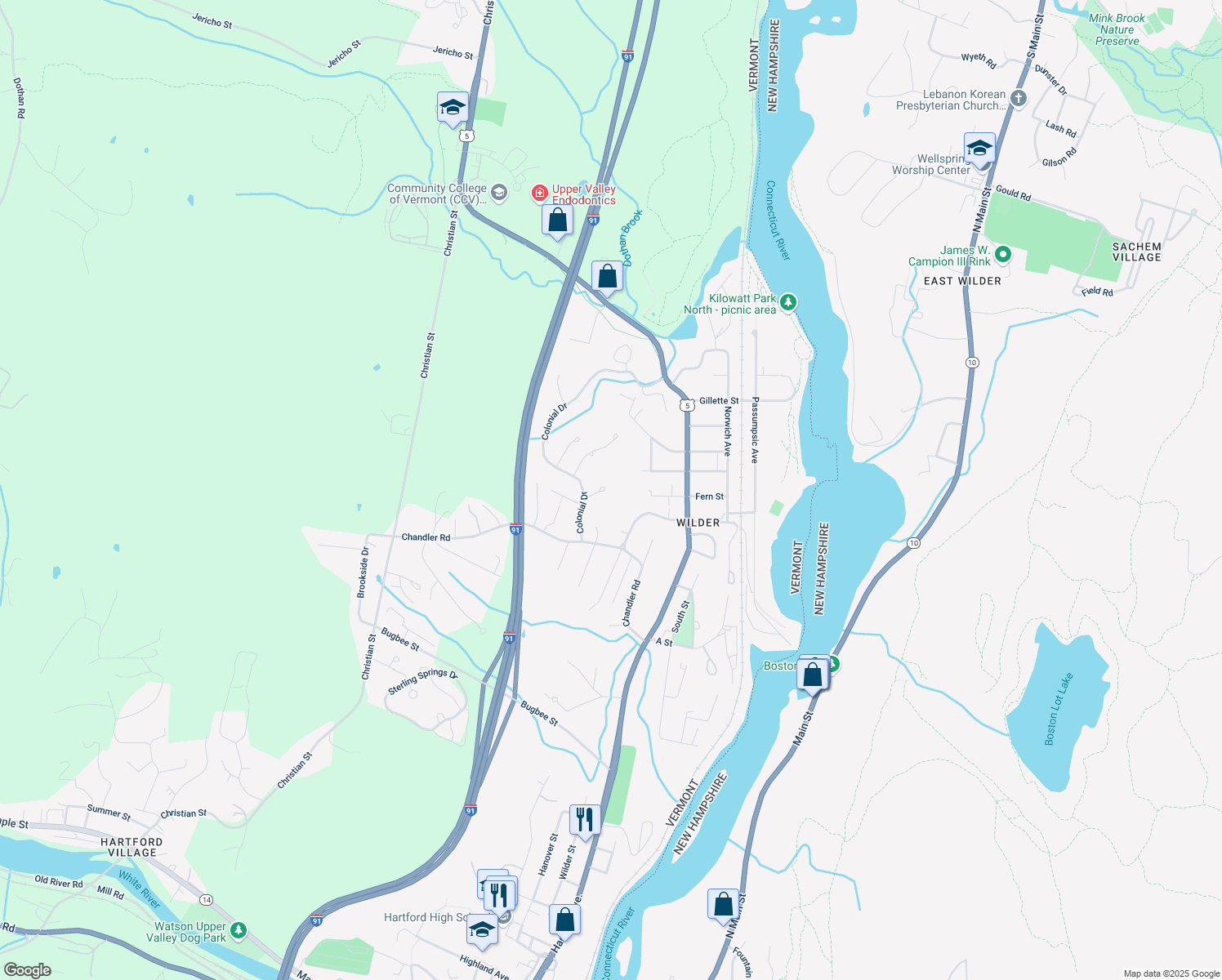 map of restaurants, bars, coffee shops, grocery stores, and more near 63 Raymond Circle in Hartford