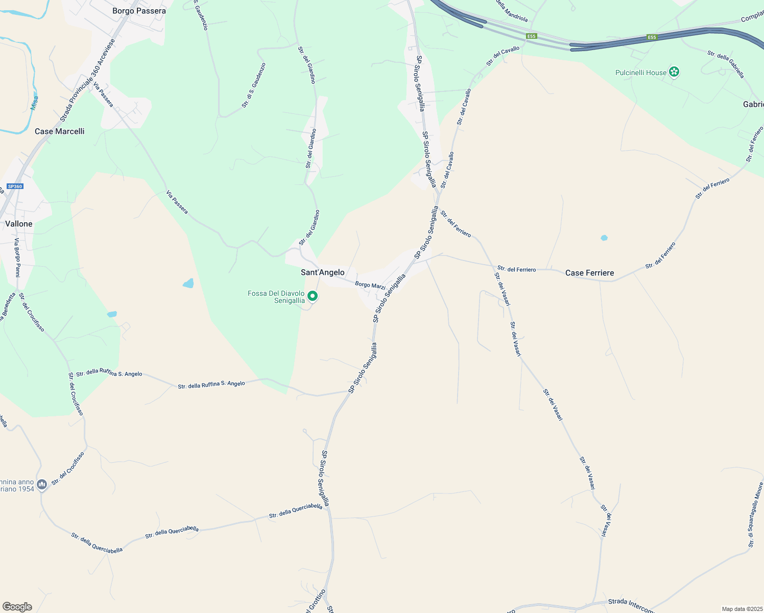 map of restaurants, bars, coffee shops, grocery stores, and more near 209 Strada Provinciale San Angelo in Provincia di Ancona