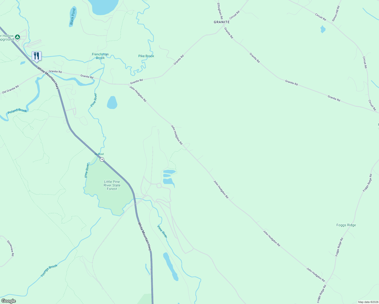 map of restaurants, bars, coffee shops, grocery stores, and more near 99 John Hodgdon Road in Ossipee