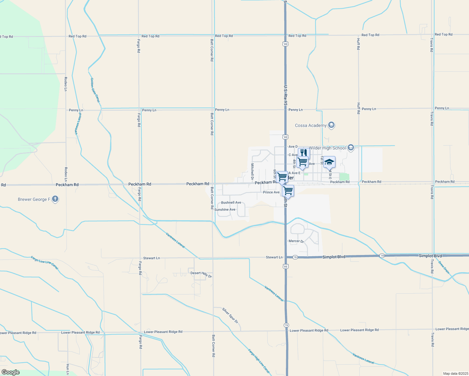 map of restaurants, bars, coffee shops, grocery stores, and more near 625 Golden Gate Ave in Wilder