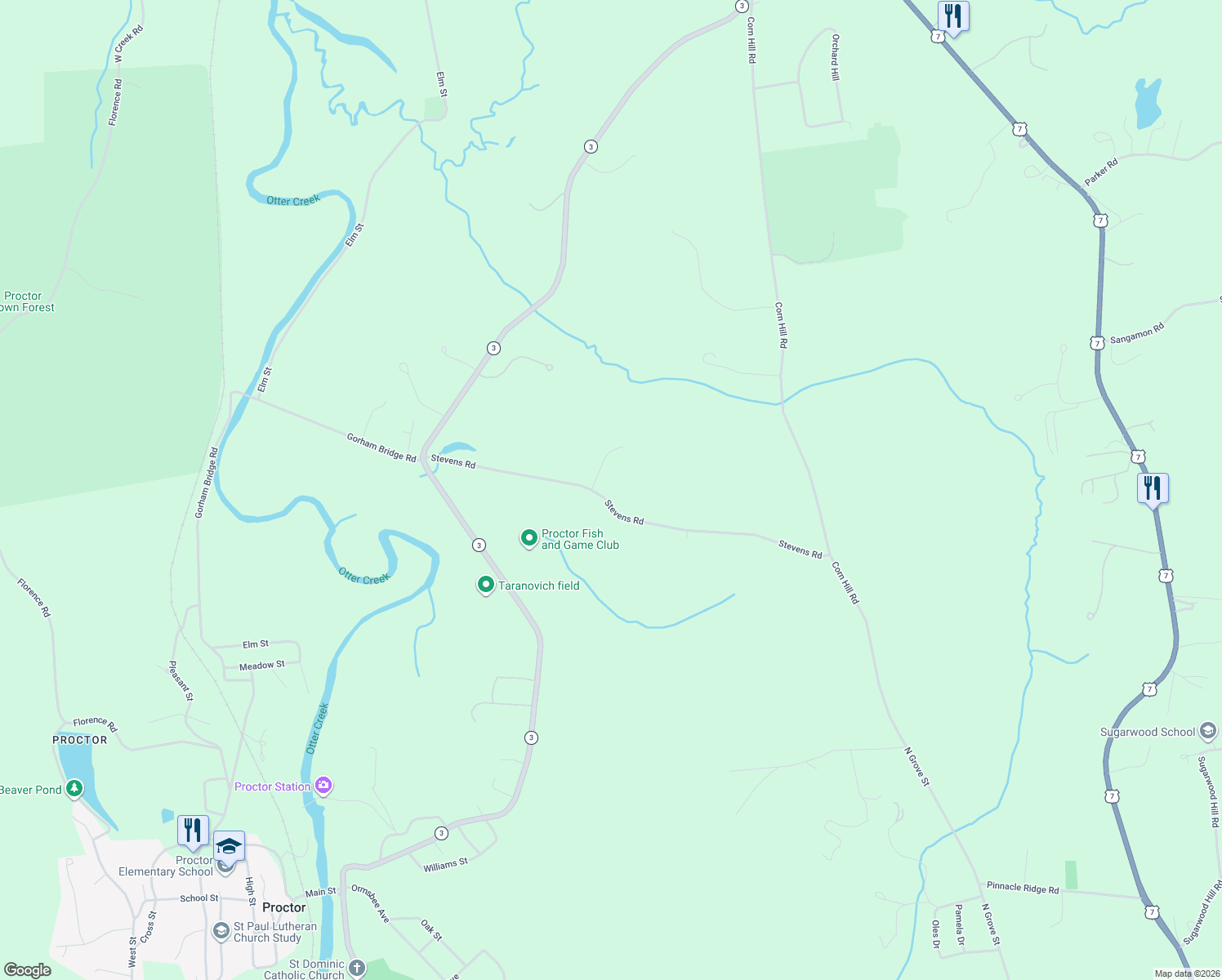 map of restaurants, bars, coffee shops, grocery stores, and more near 634 Stevens Road in Pittsford