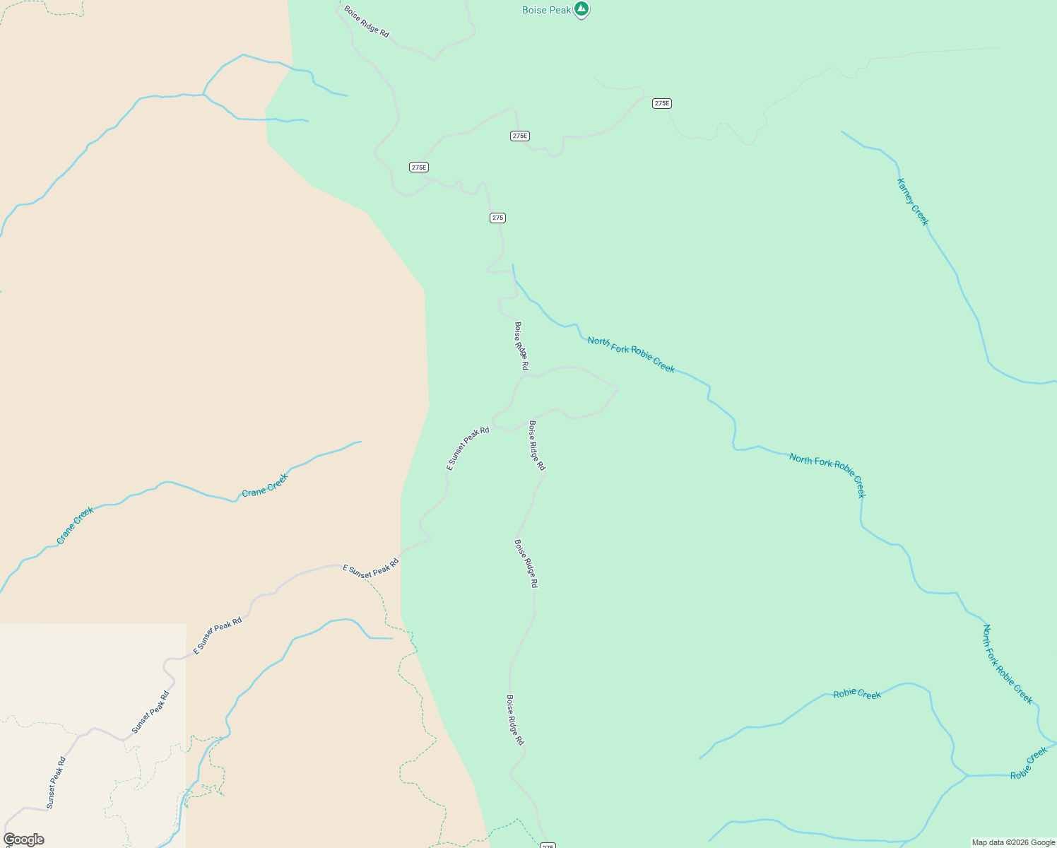 map of restaurants, bars, coffee shops, grocery stores, and more near Boise Ridge Road in Boise