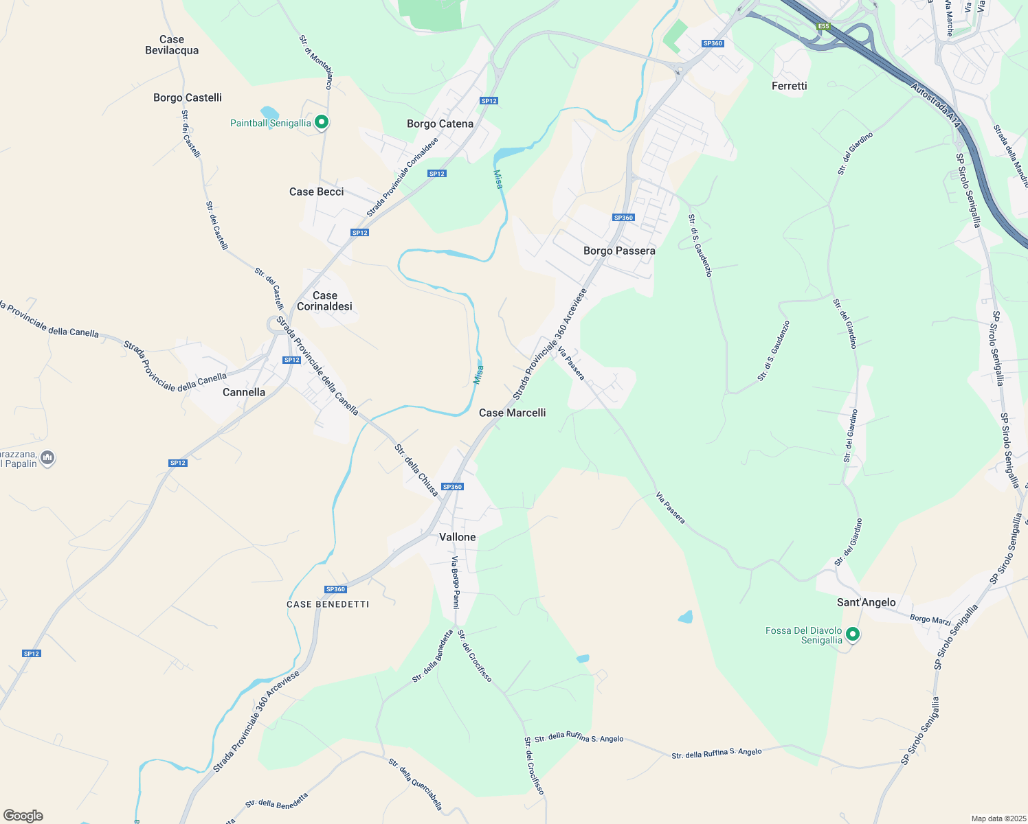 map of restaurants, bars, coffee shops, grocery stores, and more near 117 Strada Provinciale Arceviese in Case Marcelli