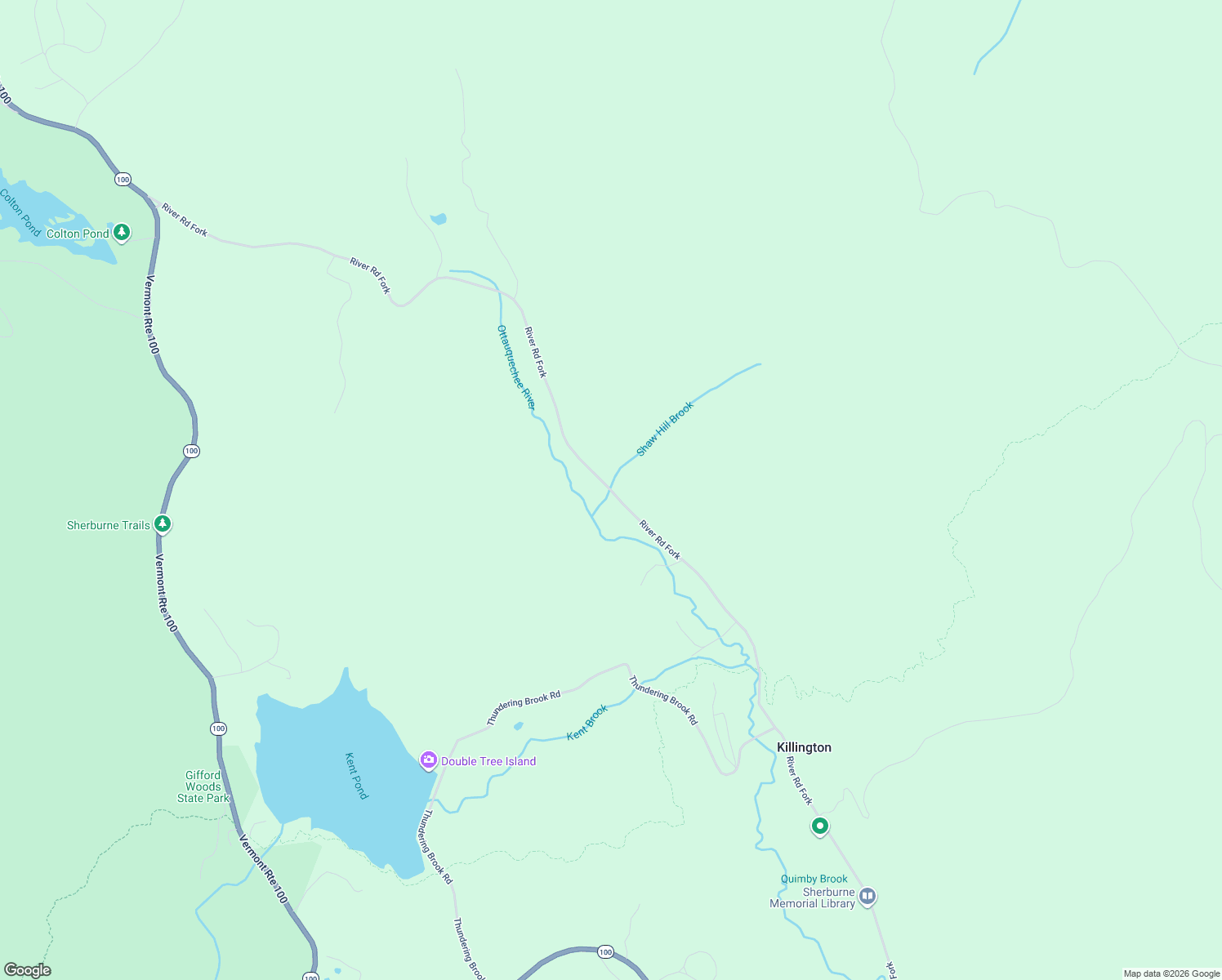 map of restaurants, bars, coffee shops, grocery stores, and more near 1655 River Road Fork in Killington