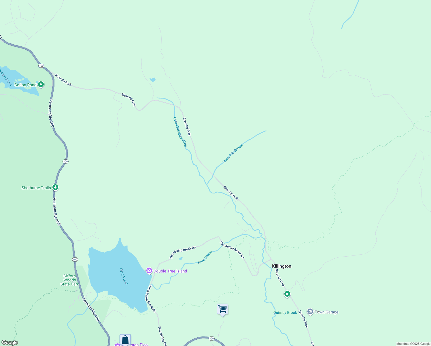 map of restaurants, bars, coffee shops, grocery stores, and more near 1655-1871 River Road in Killington