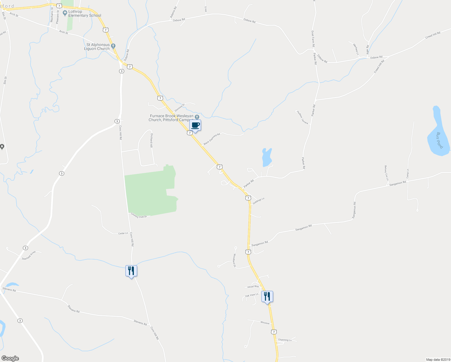 map of restaurants, bars, coffee shops, grocery stores, and more near 61 Freeman Hill in Pittsford