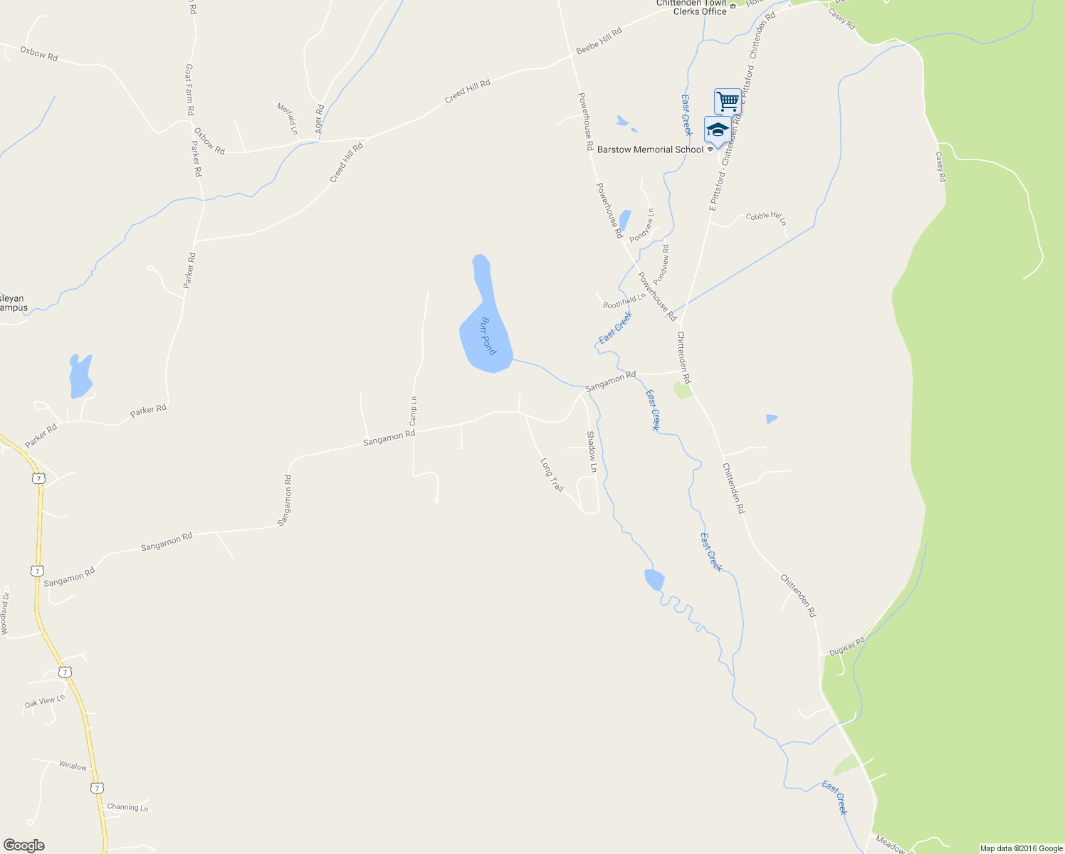 map of restaurants, bars, coffee shops, grocery stores, and more near 1724 Sangamon Road in Rutland