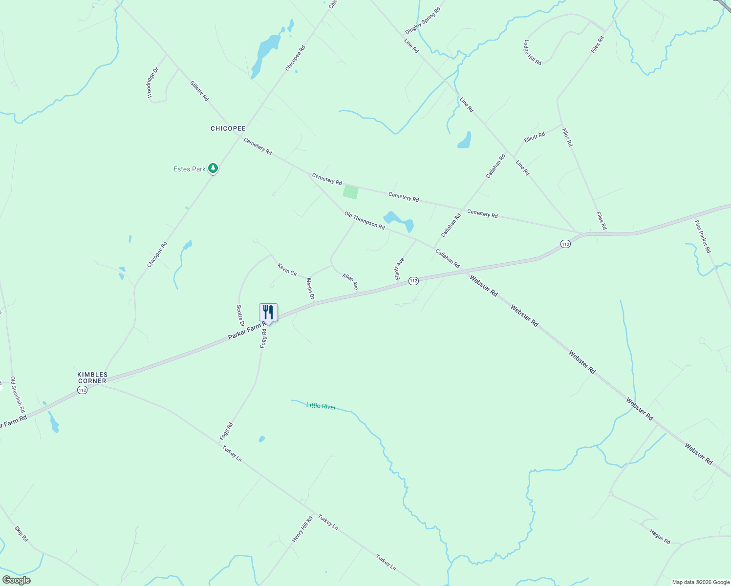 map of restaurants, bars, coffee shops, grocery stores, and more near 720 Parker Farm Road in Buxton