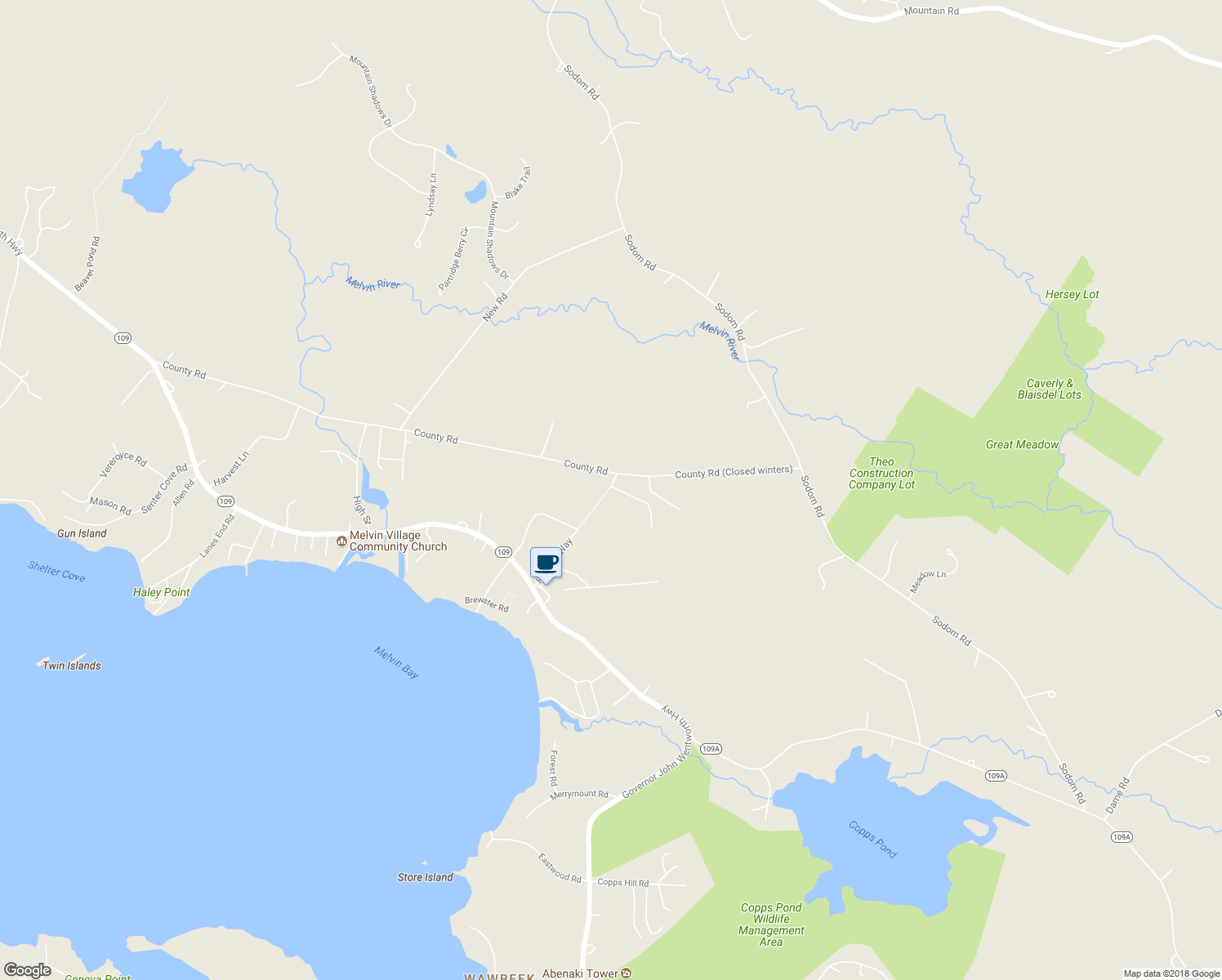 map of restaurants, bars, coffee shops, grocery stores, and more near 1 Prospect Hill in Tuftonboro