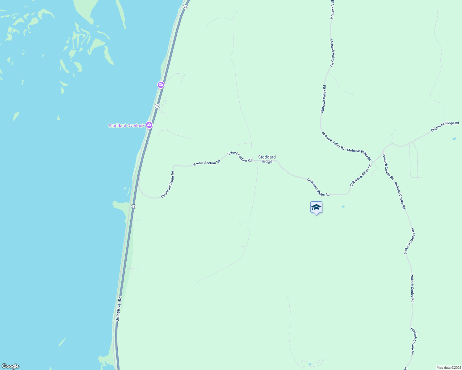 map of restaurants, bars, coffee shops, grocery stores, and more near N2855 Bluffview Lane in Stoddard