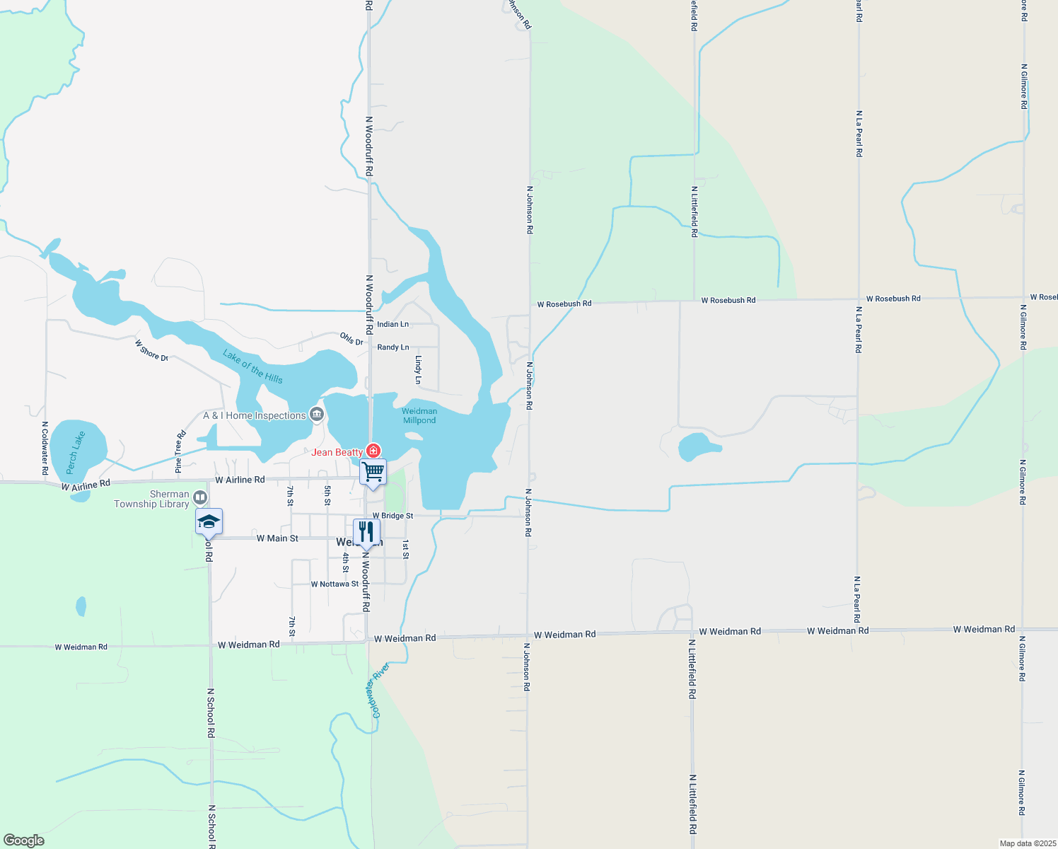 map of restaurants, bars, coffee shops, grocery stores, and more near 3698 Ptak Rd in Nottawa