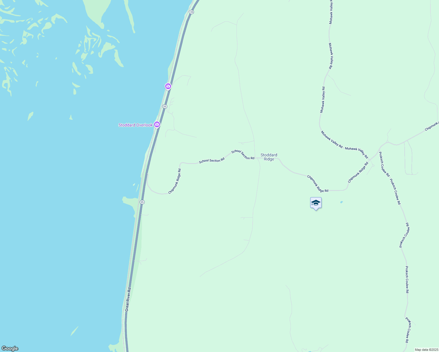 map of restaurants, bars, coffee shops, grocery stores, and more near N2855 Bluffview Lane in Stoddard