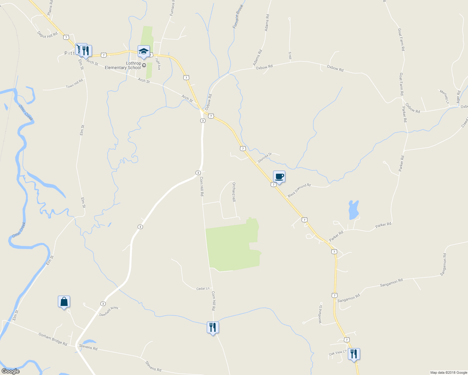 map of restaurants, bars, coffee shops, grocery stores, and more near 540 Orchard Hill in Pittsford