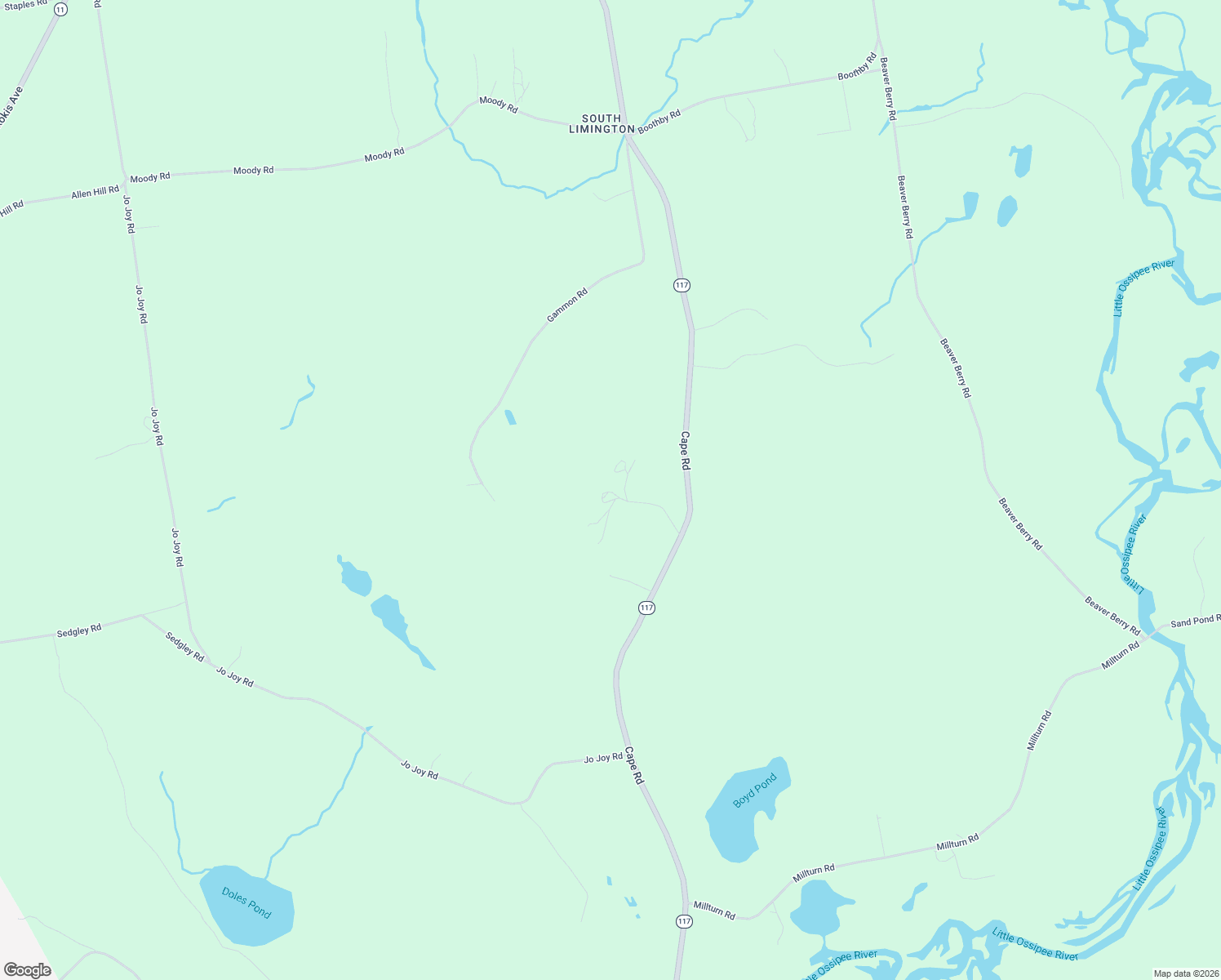 map of restaurants, bars, coffee shops, grocery stores, and more near 19 Hasty Hill Road in Limington