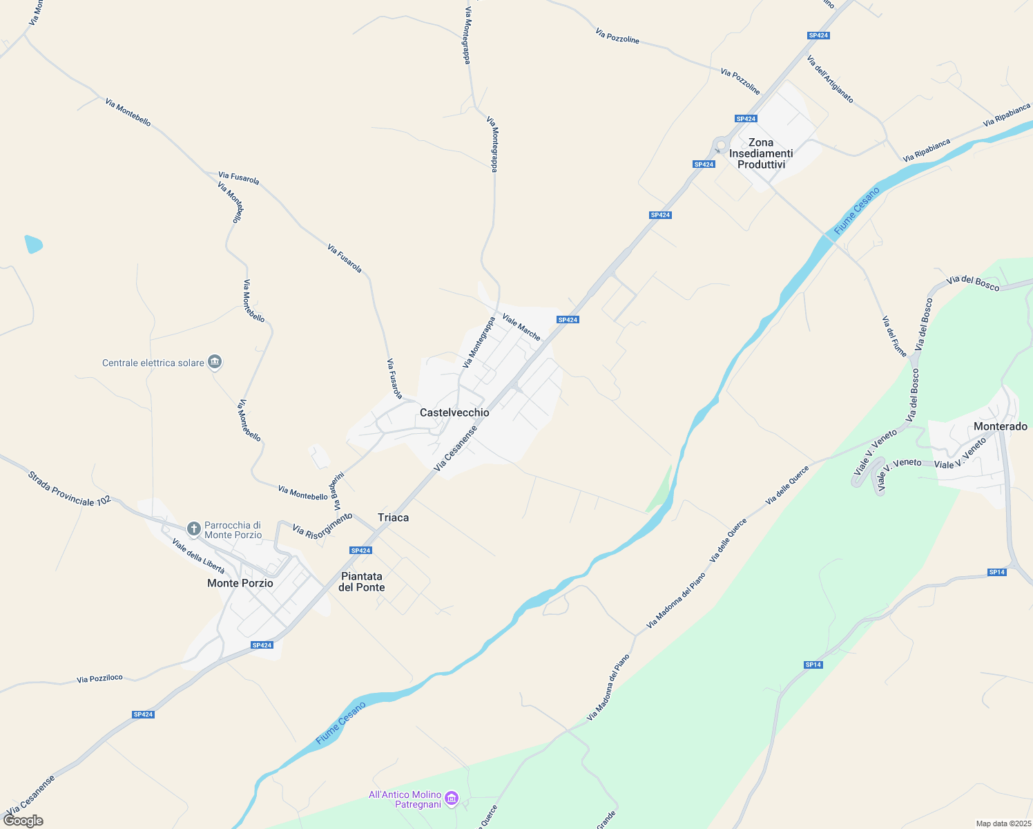 map of restaurants, bars, coffee shops, grocery stores, and more near 33 Via Martiri delle Foibe in Provincia di Pesaro e Urbino