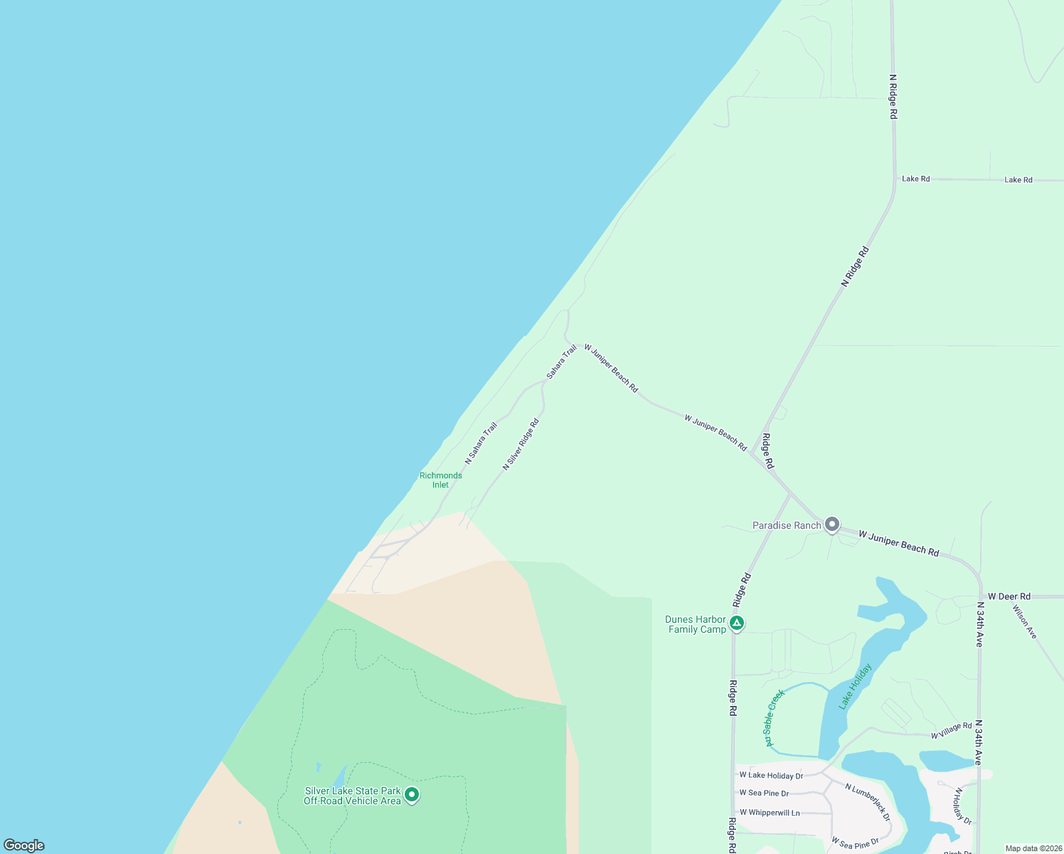 map of restaurants, bars, coffee shops, grocery stores, and more near 3116 North Silver Ridge Road in Mears