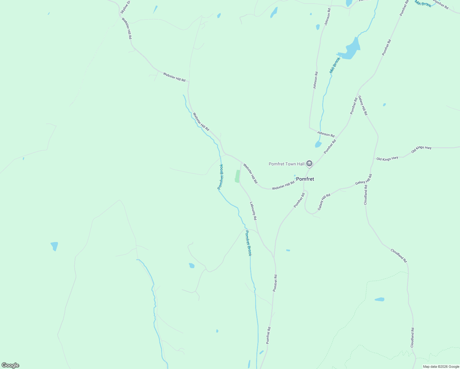 map of restaurants, bars, coffee shops, grocery stores, and more near 610 Labounty Road in Pomfret